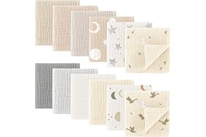 Bearmoss Muslin Baby Washcloths 100% Cotton Baby Bath Wash Cloth Large Ultra-Absorbent Burp Cloth Soft Baby Face Towel for Ne