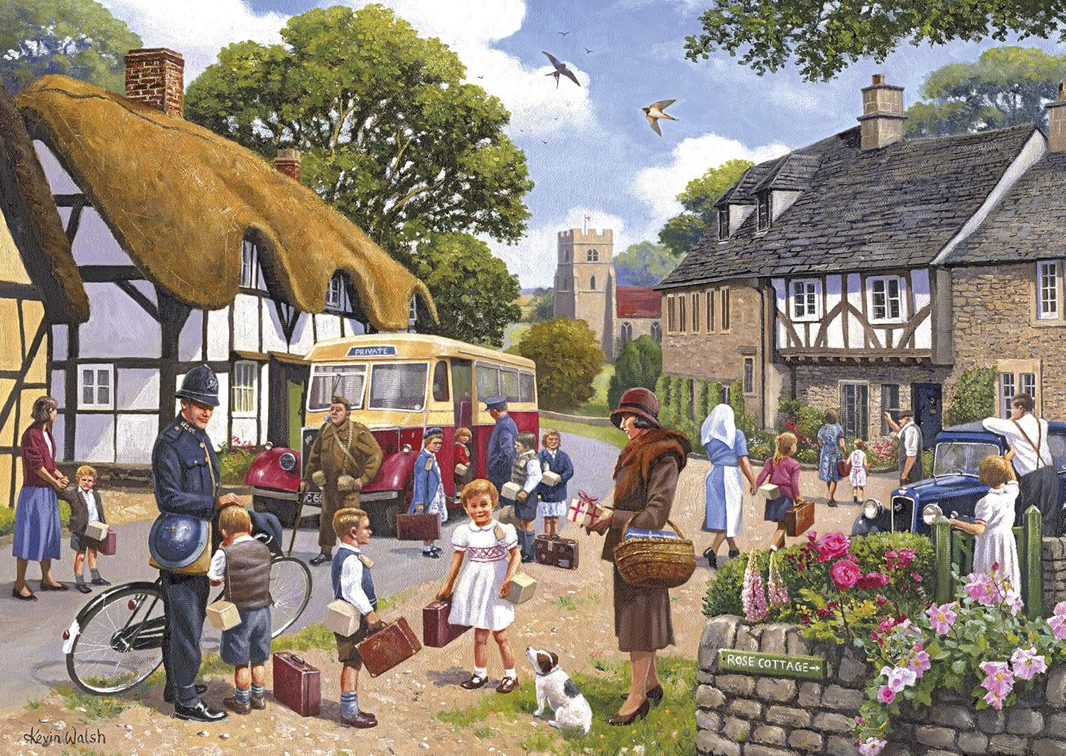 Gibsons The Evacuees 4 x 500 Piece Jigsaw Puzzle Set, Nostalgic WW2 Countryside Scenes by Kevin Walsh - Image 4