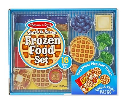 Melissa & Doug Store and Serve Frozen Food Resealable Cloth Bags With Wooden Play Food.
