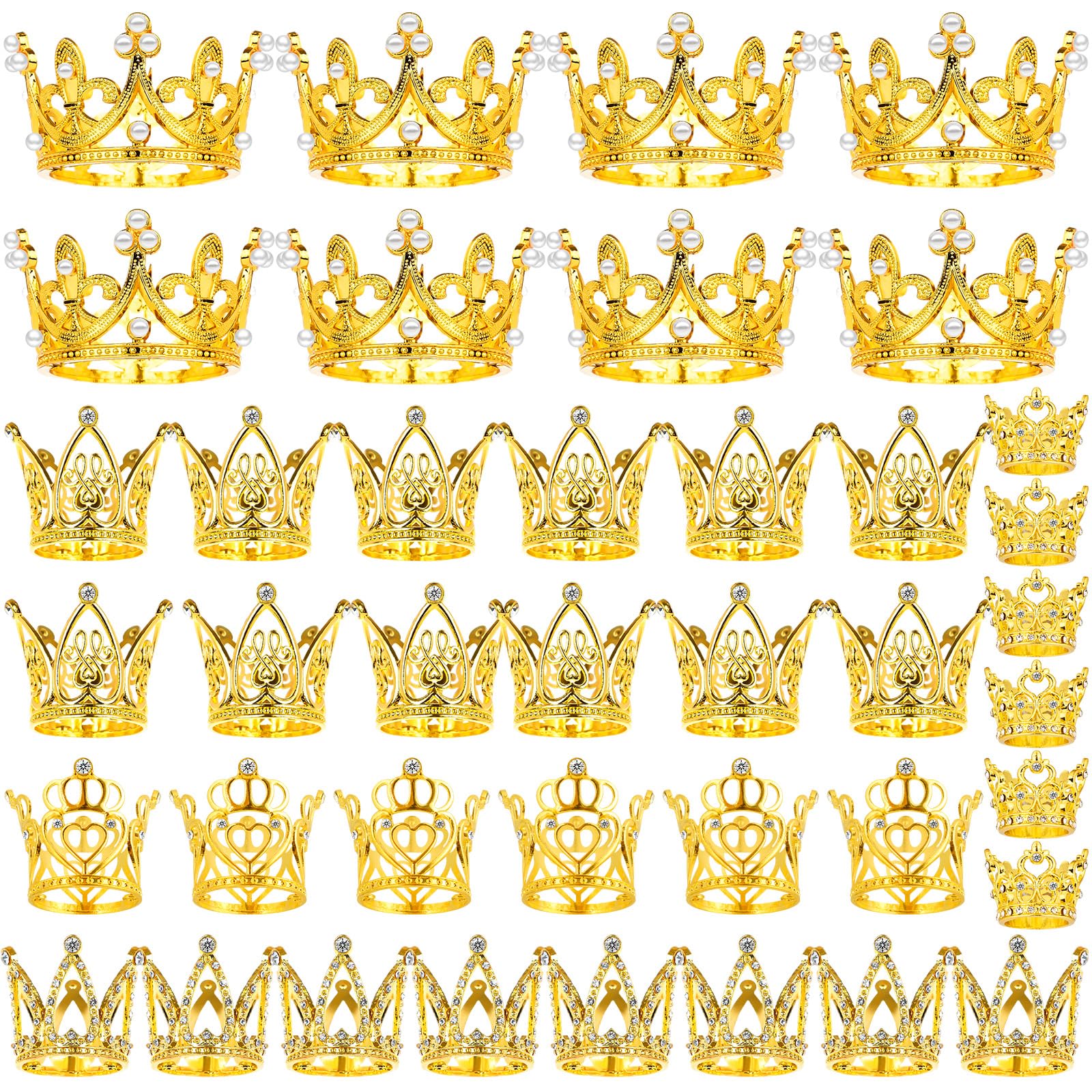 Photo 1 of 40 Pcs Crowns for Flower Bouquets Crown Cake Topper Small Crown for Flower Accessories Mini Crown Cupcake Toppers for Lady Bridal Wedding Girl Birthday Baby Shower Party Cake Decor, 5 Style