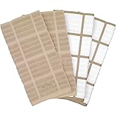 All-Clad Solid & Coordinate Kitchen Towels: Highly Absorbent, Super Soft Long Lasting 100% Cotton, 17" x 30" Tea Towels for Cleaning & Drying Dishes, Pans, Glassware, Countertops, 4-Pack, Cappuccino
