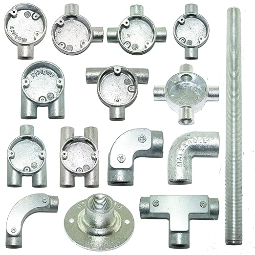 20mm Metal Conduit Boxes, Bends, Elbow, Tees, Fittings Galvanised (20mm
