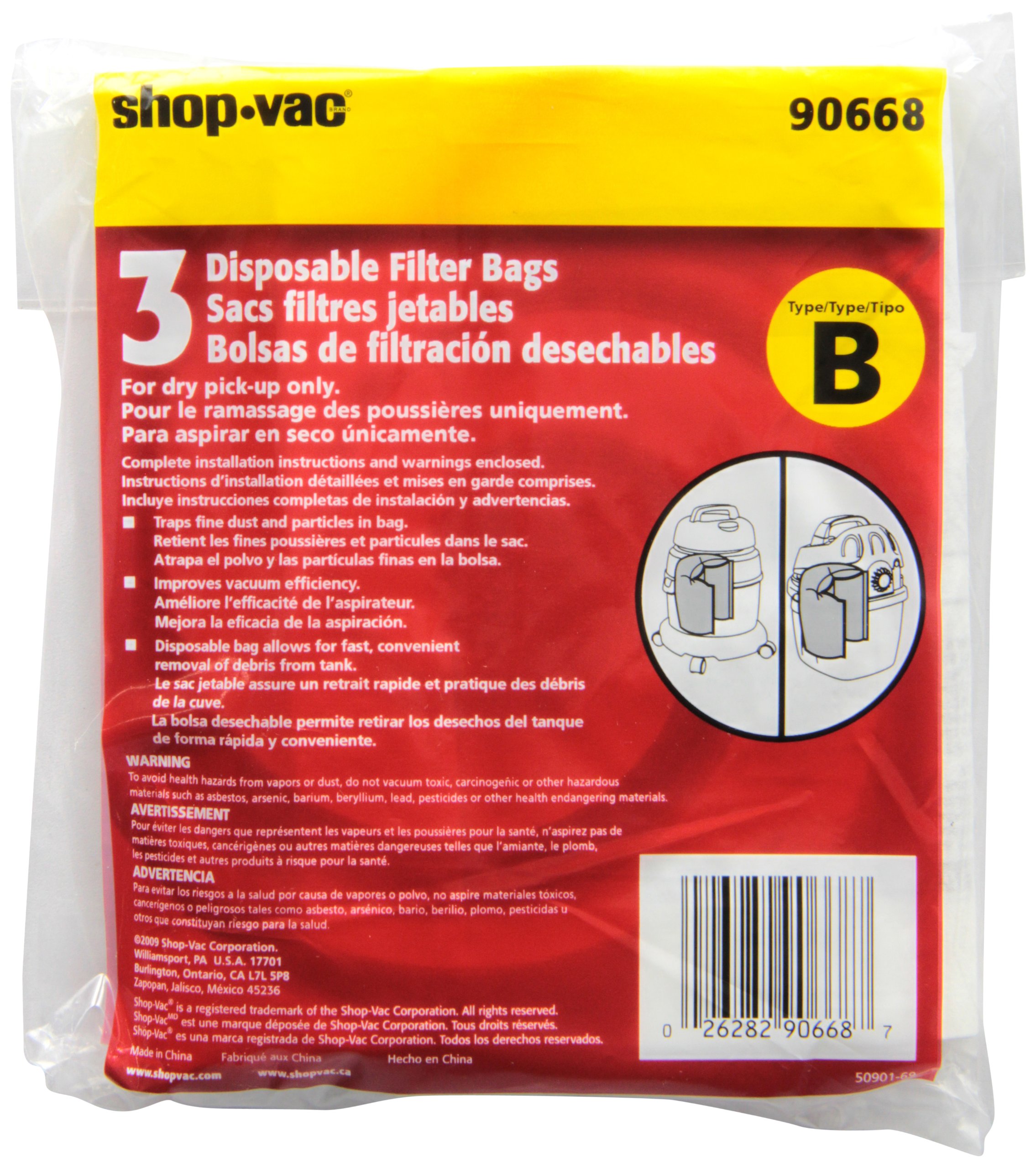 ShopVac 90668 22.5 Gallon Type B All Around Collection Bag, 3Pack 885673723094 eBay