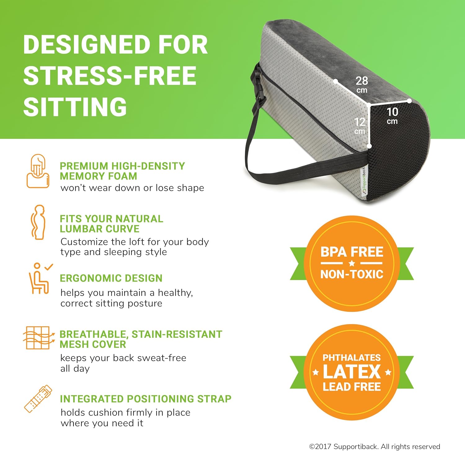 Supportiback Lumbar Support Cushion, Physiotherapist Designed with Optimum Density, 10X More Breathable Plant-Based Foam - Image 5