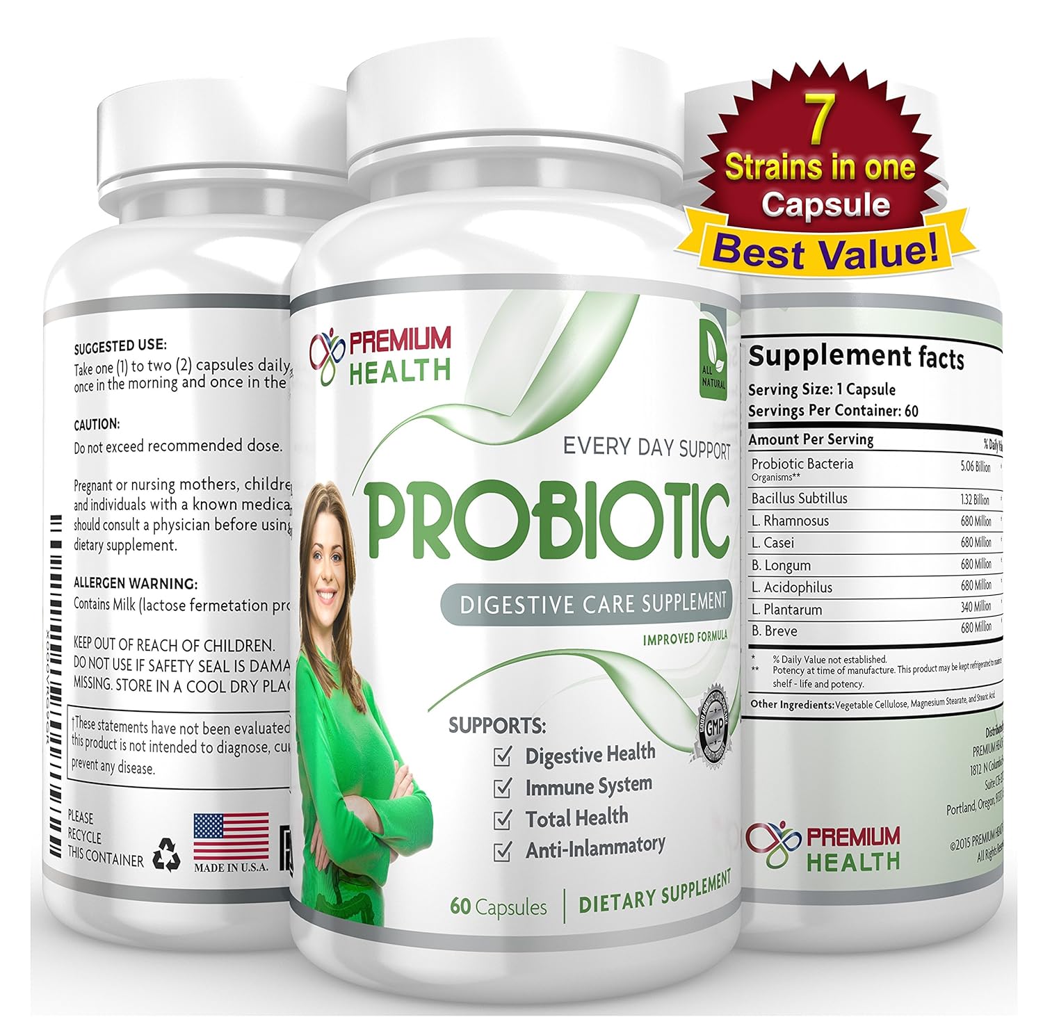 1 BEST Premium Probiotics Supplement Men & Women Helps Boost Energy