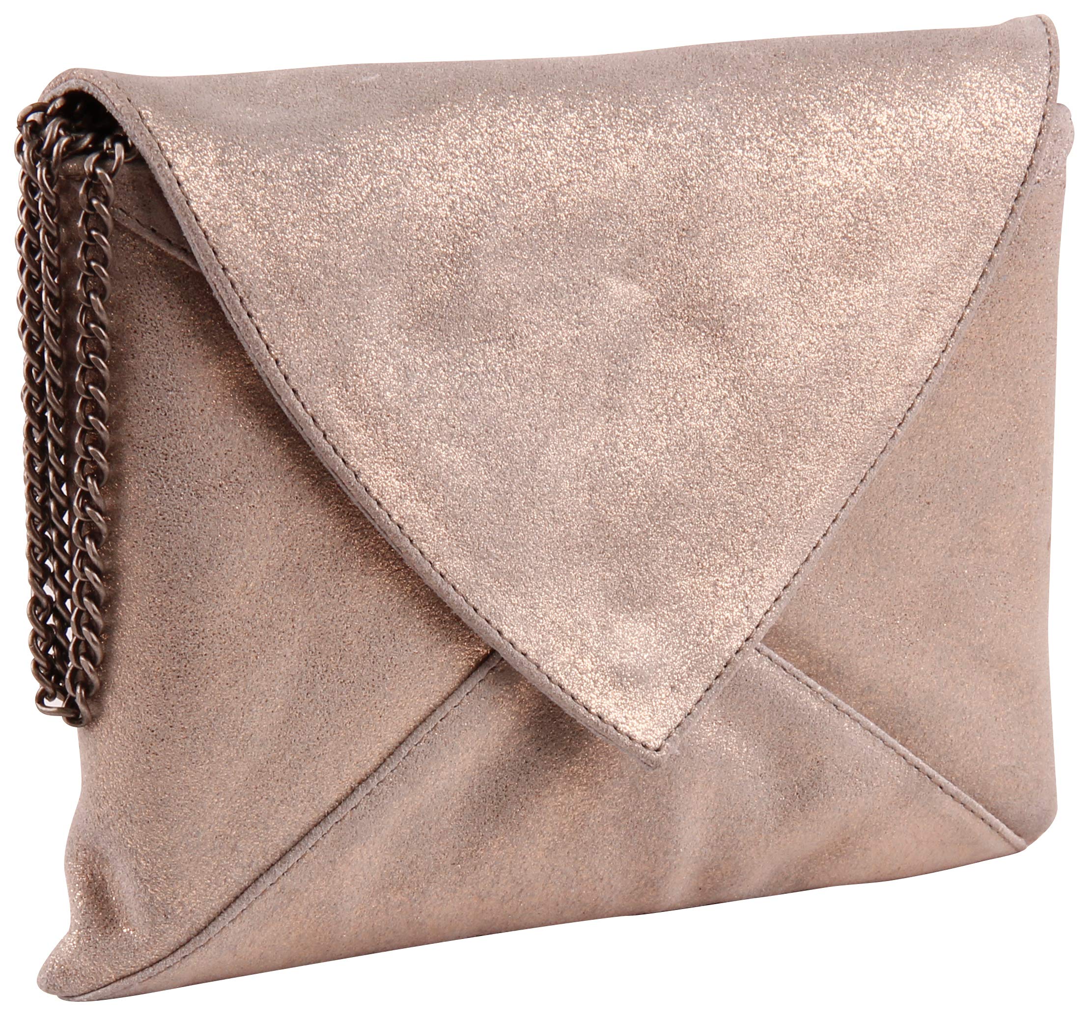 Clairefontaine 'Plume' Iridescent Suede Leather Envelopes Shoulder Bag - Copper โ image 1