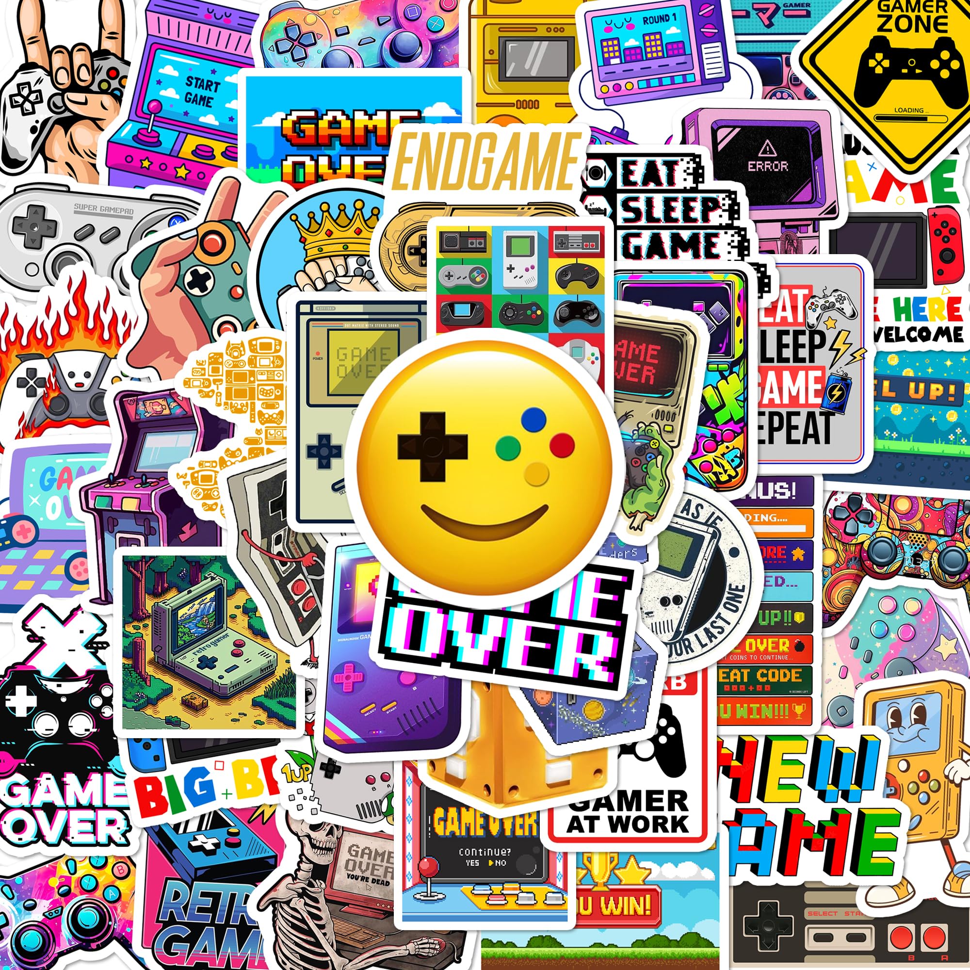 BEATRI Gaming Stickers 50Pcs Video Game Vinyl Waterproof Gamer Decor