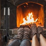 Relaxdays Black Steel Fire Irons 4-Piece Set Shovel Broom Poker Rack Modern view 6