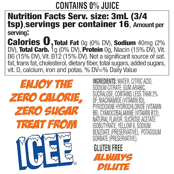 ICEE ZERO CALORIE CHERRY, BLUE RASPBERRY, ORANGE AND MANGO LIQUID WATER ENHANCER DRINK MIX, NATURAL FLAVOR DROPS, SUGAR FREE, 1.62 FL OZ CONCENTRATE (48 ML) – 4 ULTIMATE VARIETY PACK