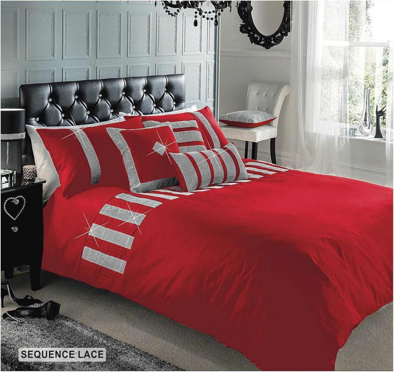 Gaveno Cavailia Sequence Lace Bed Set with Duvet Cover and Pillow Case