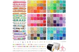 FUNZBO Clay Bead Bracelet Kit - 0.8mm|120M Bracelet String, 15000pcs|144 Colors Clay Beads of Bracelets Making, Friendship Bracelet Kit & Bracelet Making Kit with Letter Beads, Christmas Crafts Gifts