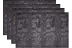 JOVONO Faux Leather Hardboard Placemats, Set of 4 PU Table Mats, Easy to Clean, Heat & Stain Resistant for Office Conference Table,Dining Home Decor