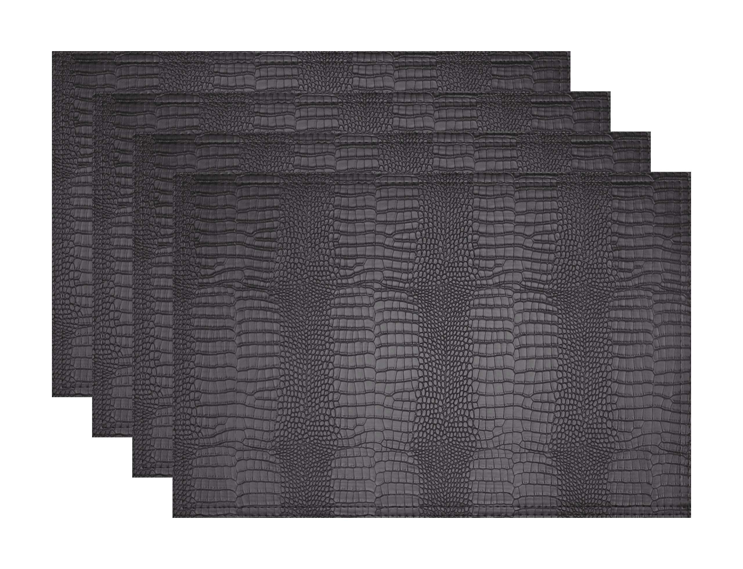 Faux Leather Hardboard Placemats, Set of 4 PU Table Mats, Easy to Clean, Heat & Stain Resistant for Office Conference Table,Dining Home Decor