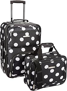 Rockland Fashion Softside Upright Luggage Set, Black Dot, 2-Piece (14/19)