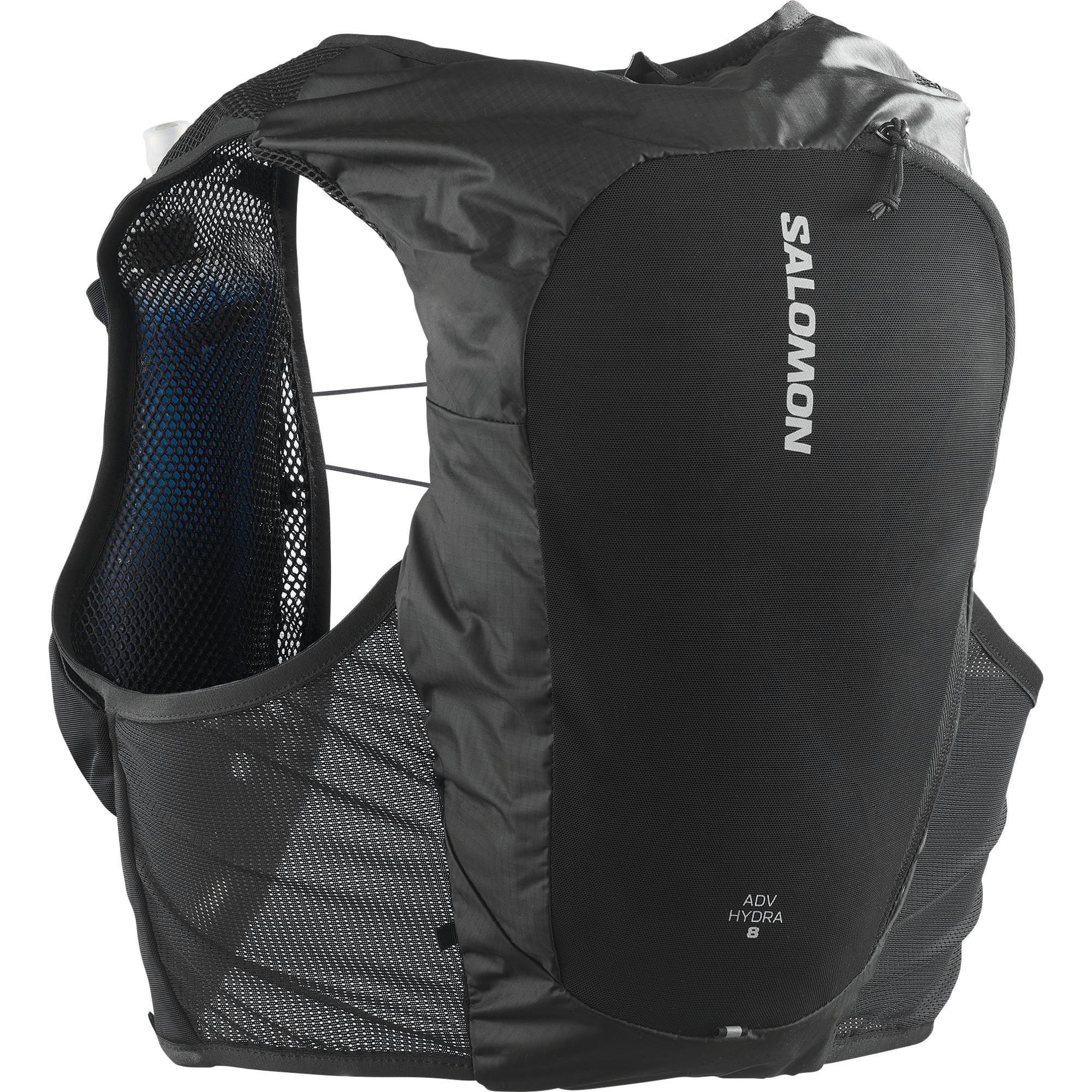 Salomon Hydra 8 Unisex Hydration Vest with 2 Soft Flasks (500ml), Trail Running and Hiking, Black, Extra Small
