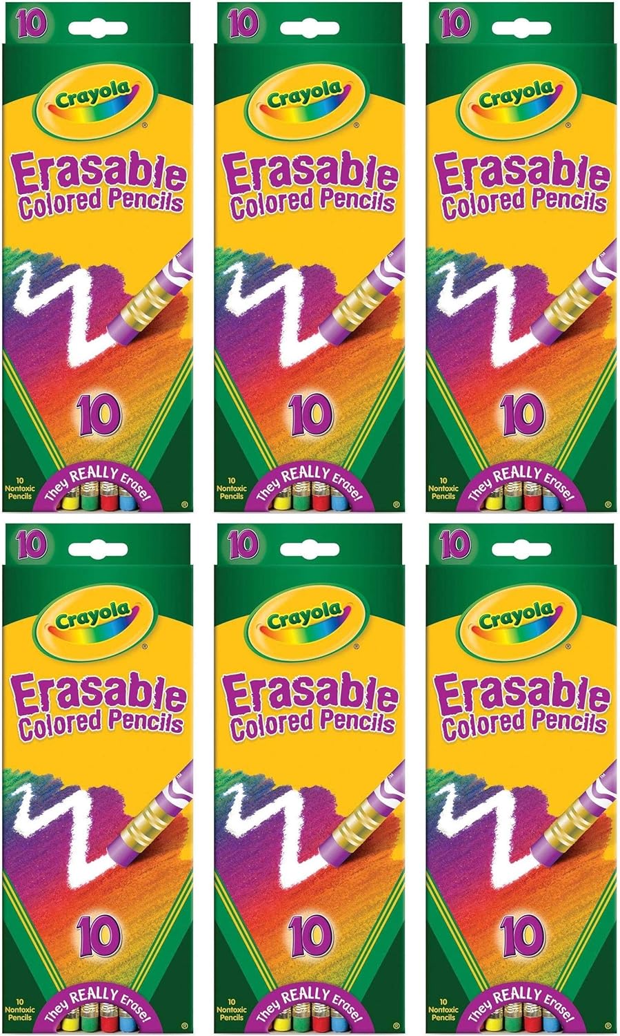 Crayola 684410 Erasable Colored Pencils 10 Count 6 Pack