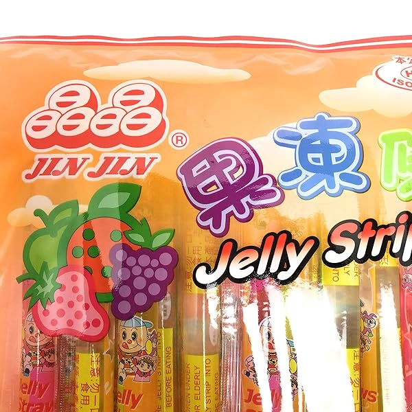 JIN JIN – JELLY STRIP (JELLY FILLED STRAWS IN ASSORTED FLAVORS) – NET WT. 14.1 OZ.