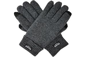 BRUCERIVER Men's Pure Wool Knitted Gloves with Thinsulate Lining