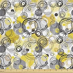 Ambesonne Grey and Yellow Fabric by The Yard, Hand