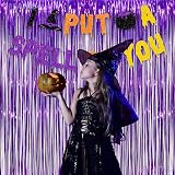 GREATRIL Purple Tinsel Curtain Backdrop Pack of 2 3.2 ft x 8.2 ft view 8