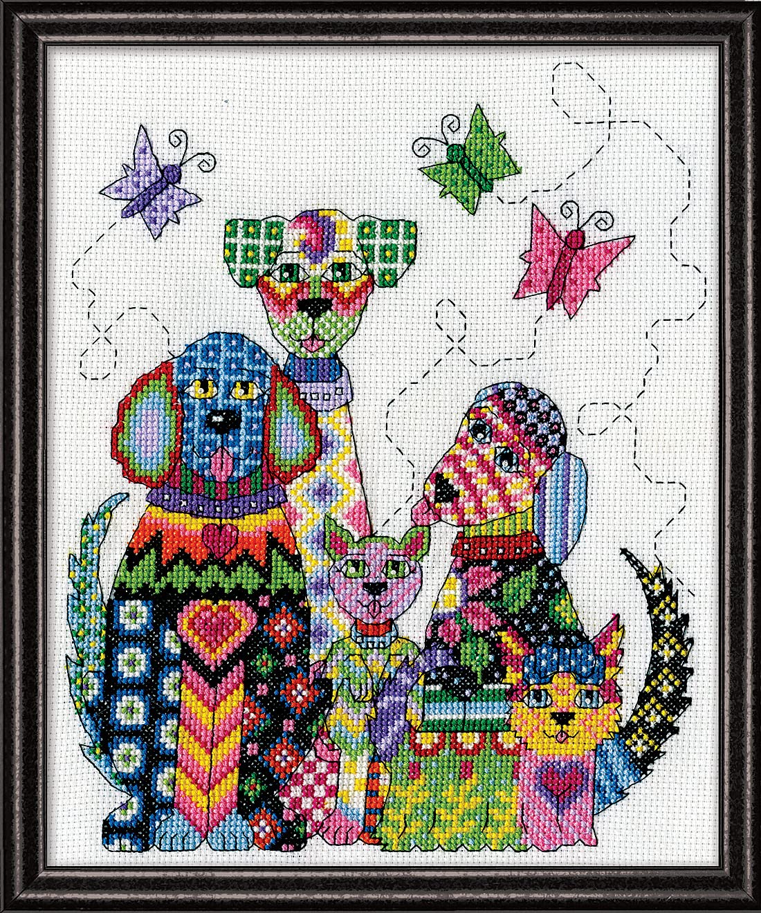 Design Works Counted Cross Stitch Kit 8"X10"-Patchwork Dogs