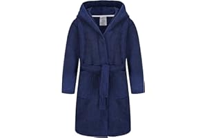 Childlike Me Boys Girls Teenagers Hooded Bathrobe Soft Towel Robe Kids Terry Cloth Spa Robes Sleepwear for Kids 5-16 Years