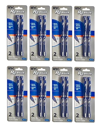R-2 Roller Ball Pens, Blue, (8 Packs of 16 in