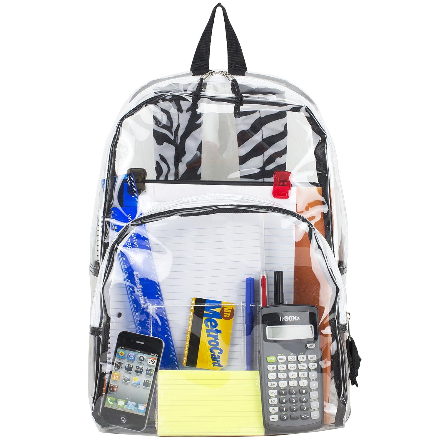 Original mochila transparente con tirantes de cebra. Opción de muchos mas diseños.