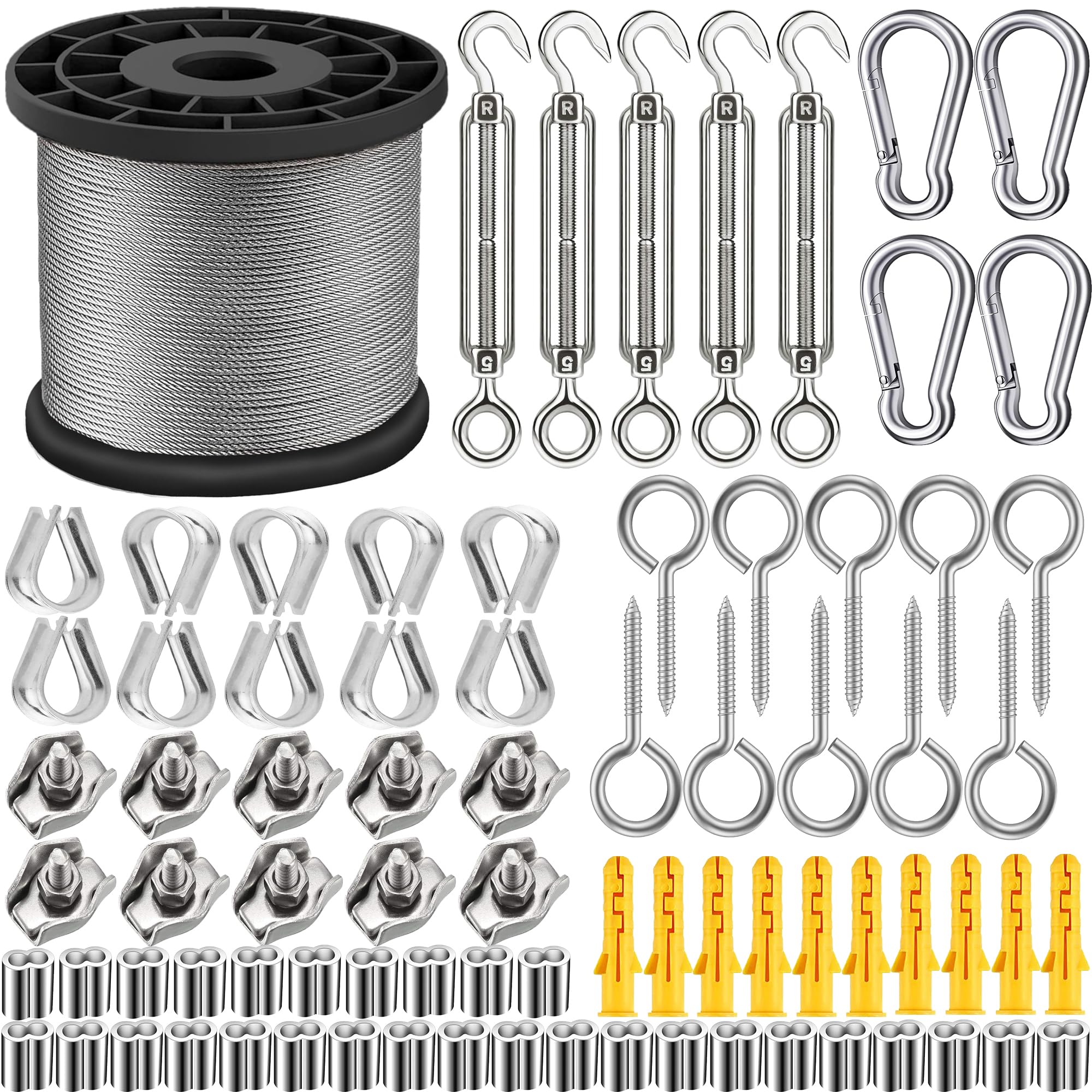 GZFTMKOBNS 2MM Garden Wire for Climbing Plants, 50m Heavy Duty 304 Stainless Steel Cable Rope Kit With M5 Turnbuckle Wire Tensioner