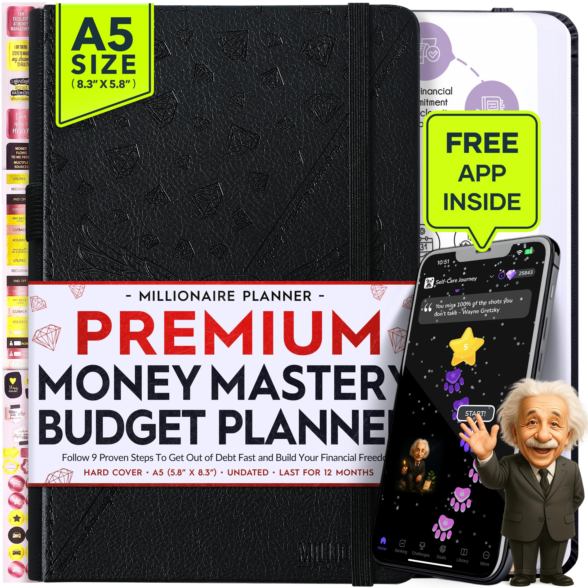Budget Planner and Monthly Bill Organizer - Finance Planner, 12-Month Journey to Financial Freedom | Bill Payment Tracker Monthly Organizer, Money Saving & Expense Tracker