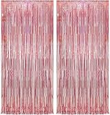 GREATRIL Rose Gold Tinsel Curtain Backdrop 1m x 2.5m Pack of 2