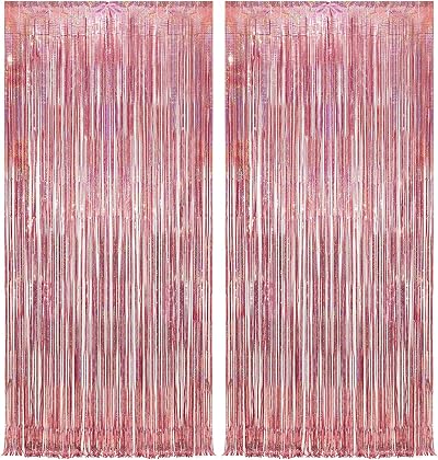 GREATRIL Rose Gold Tinsel Curtain Backdrop 1m x 2.5m Pack of 2