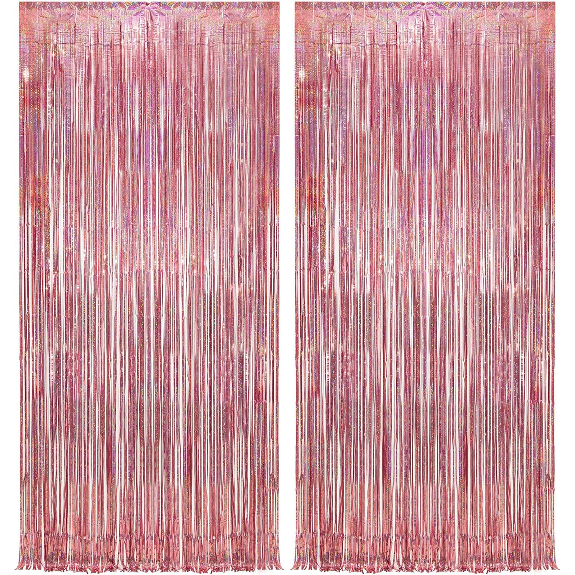 Rose Gold Tinsel Party Backdrop Glitter - GREATRIL Foil Fringe Curtain Photo Booth Backdrop for Birthday Theme Party Decorations - 1m x 2.5m - Pack of 2 — image 1