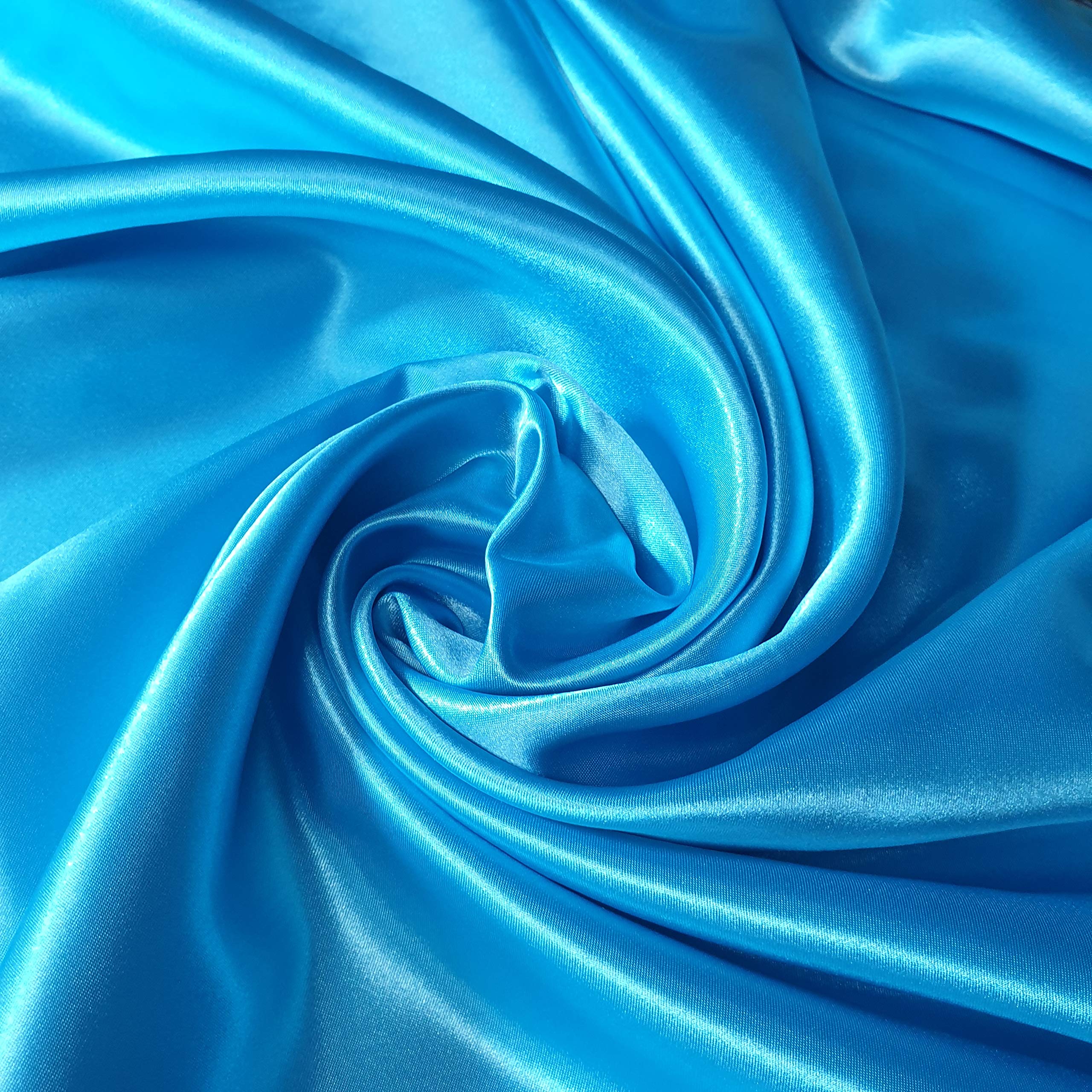 58"/150cm Wide Plain Poly Silk Satin Fabric (Available in 20+ Colours & Various Lengths) (Turquoise, 1 Meter (PRE Cut))