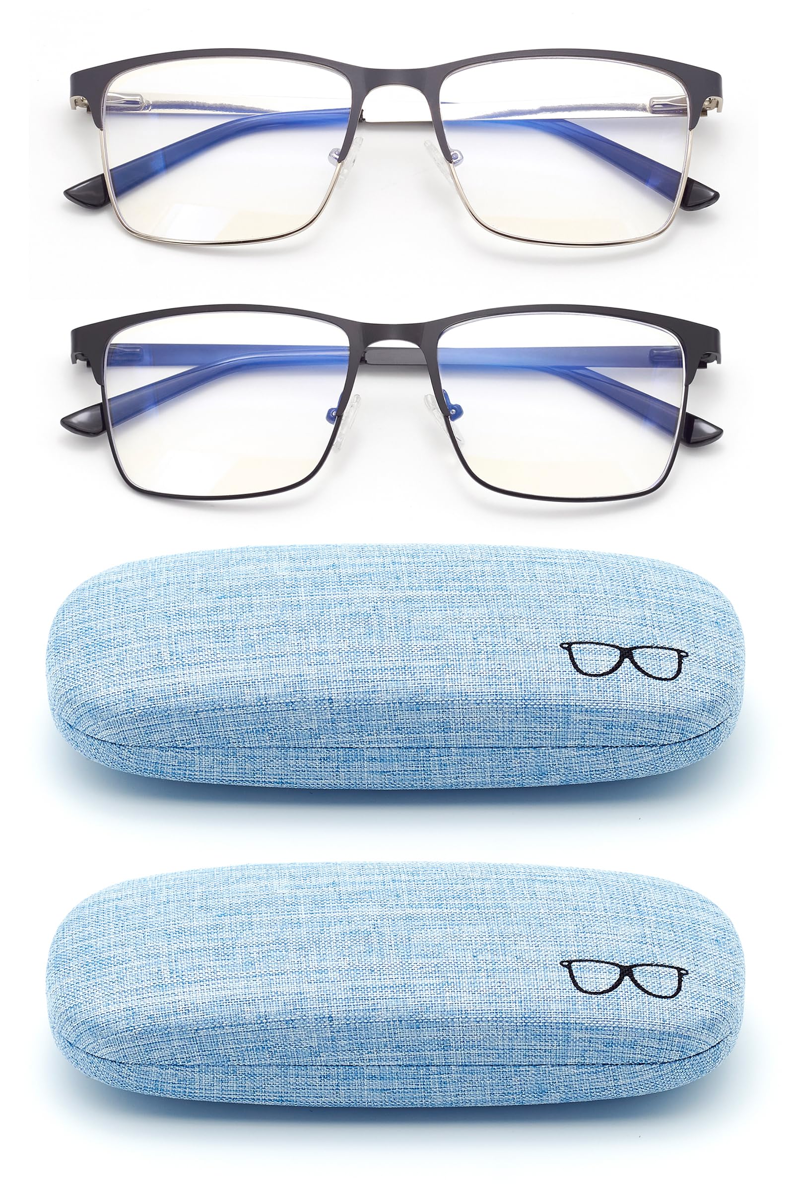 Photo 1 of Autojouls 2-Pack Nearsighted Glasses for Distance with Hard Case, Spring Hinge Blue Light Glasses Not Reading Glasses, 2 Mix Colors 3.5