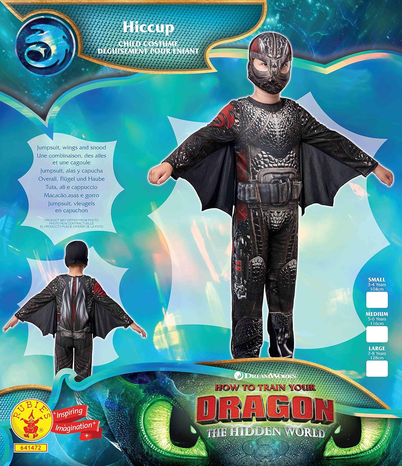 Rubie´s 300007 9-10 Déguisement pour fille Motif dragon Multicolore