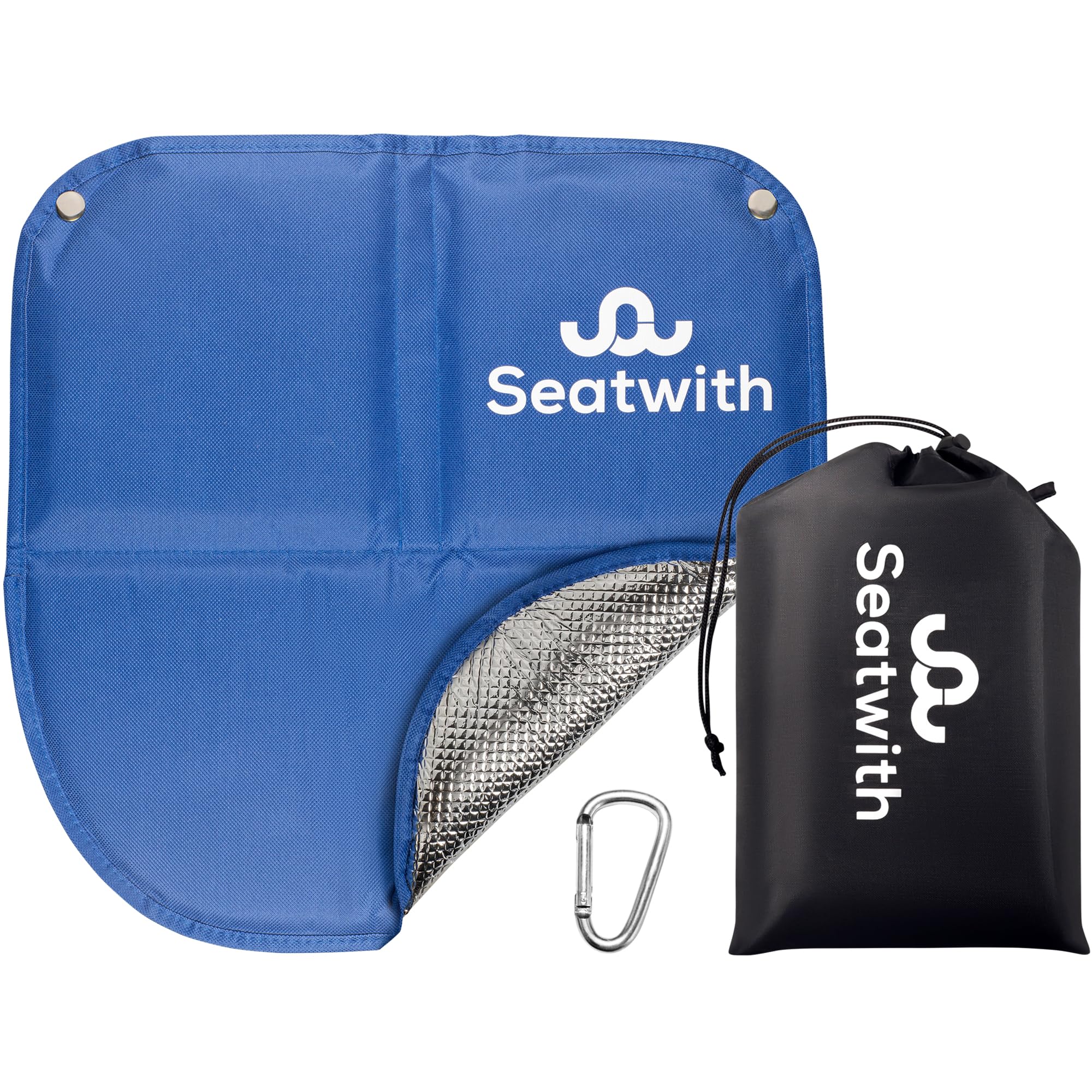 Seatwith Folding Sit Mat (16"x16"), Insulated Camping Sit Pad Hiking with Aluminium Underside, Hiking Seat Pad w/Carry Bag & Snap Hook, Seat Mat, Sitting Mat Protection Against All Elements + E-book โ image 1