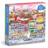 Galison - Summer in Portugal 500 Piece Jigsaw Puzzle for Adults | Illustrated by Michael Storrings, Colorful, Waterfront, Challenging, Recycled Paper, No Dust, Finished Size 20" x 20"