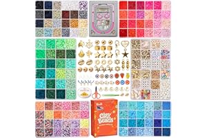 THE BEADING CO. 23000+ Clay Beads Bracelet Making Kit for Girls-120 Colors 6 boxes, Polymer Heishi Beads for Jewelry Making Kit, Charms for Bracelets,Bead Board Arts and Crafts Gifts for kids Fun Crafts for adults