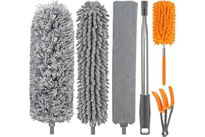 Dusters for Cleaning with 30-100" Extension Pole, Newliton Ceiling Fan Duster Microfiber Retractable Gap Dust Cleaner, Long Feather Duster for High Ceilings Cobweb Blind Wall