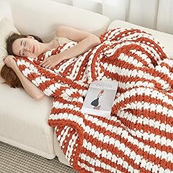 Amélie Home Chunky Knit Blanket Throw, Thick Soft