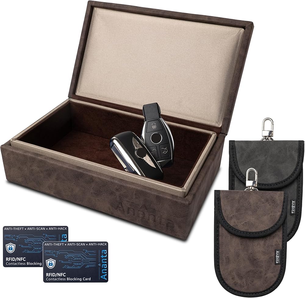 Ananta Faraday Box for Car Keys – Luxury RFID Signal Blocking Box Brown
