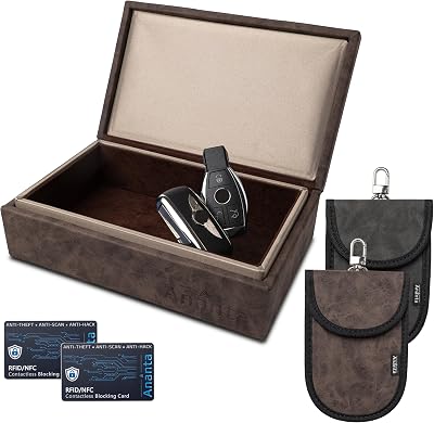 Ananta Faraday Box for Car Keys – Luxury RFID Signal Blocking Box Brown