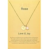 SWNXMG Dainty Birth Month Flower Charms Birthstone Necklace for Women Birthday Gifts,14k Gold Plated Personalized Floral Jewelry Gift for Her