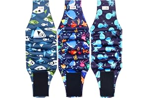 Grecle Reusable Dog Diapers Male 3Pcs, Premium Washable Belly Bands for Male Dog Small, High Absorbing Male Dog Wraps for Doggie Puppy in Incontinence, Excitable Urination and Training(Seafloor,S)