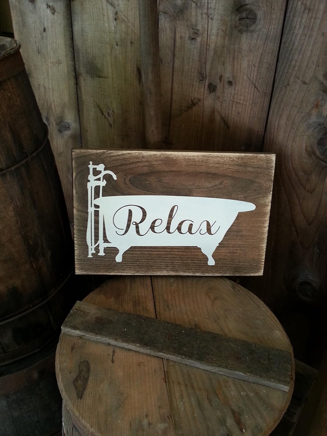 Amazon Com Rustic Bathroom Sign Relax Bathroom Sign Rustic Farmhouse Wooden Signs Bathroom Decor Primitive Wood Signs Handmade