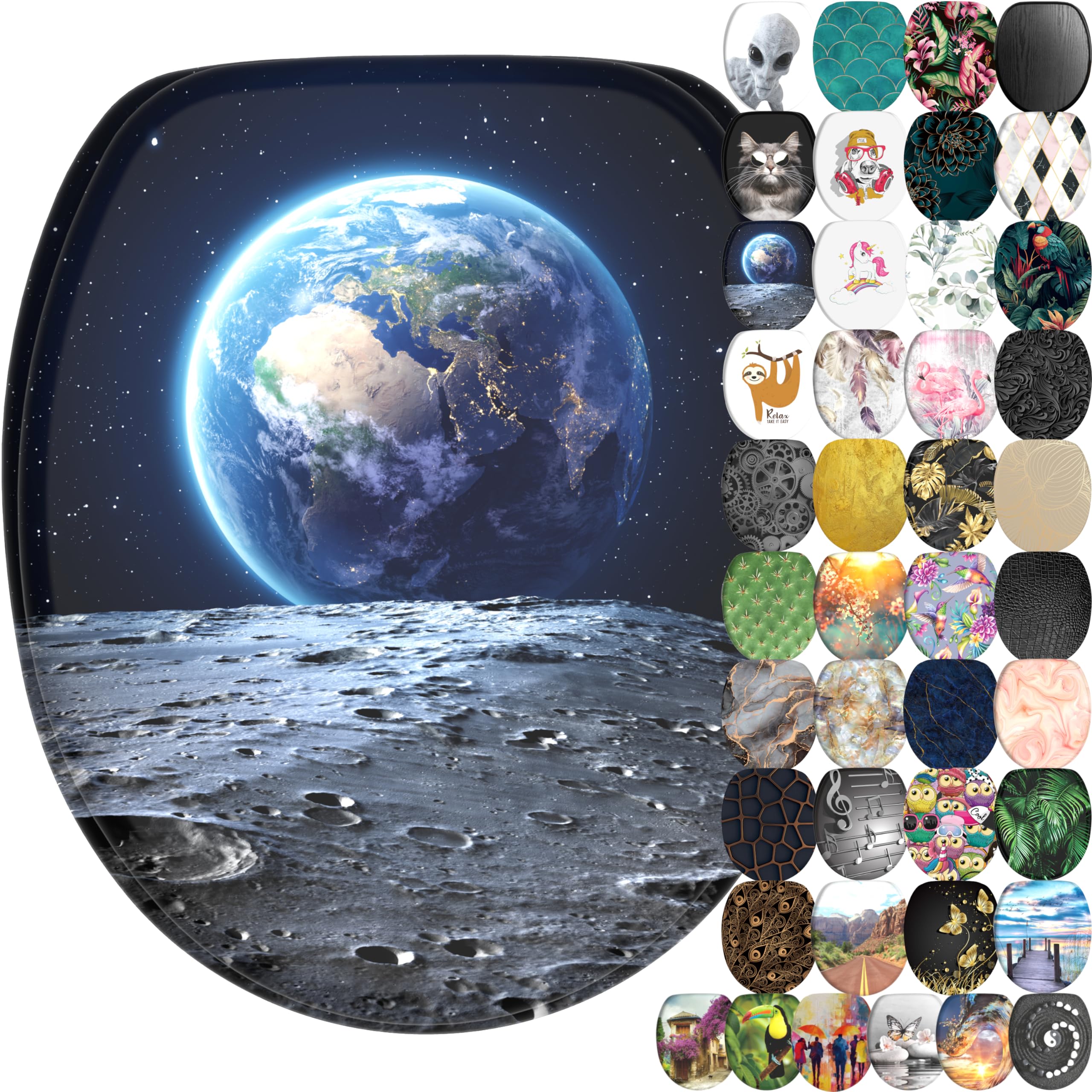 Sanilo Soft Close Toilet Seat, Wide Choice of New Toilet Seats, Stable Hinges, Easy to Mount (Earth)