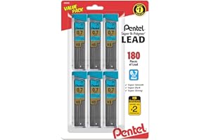Pentel Super Hi-Polymer Refills, 0.7 mm Medium, HB, 180 Pieces of Lead (C27BPHB6)