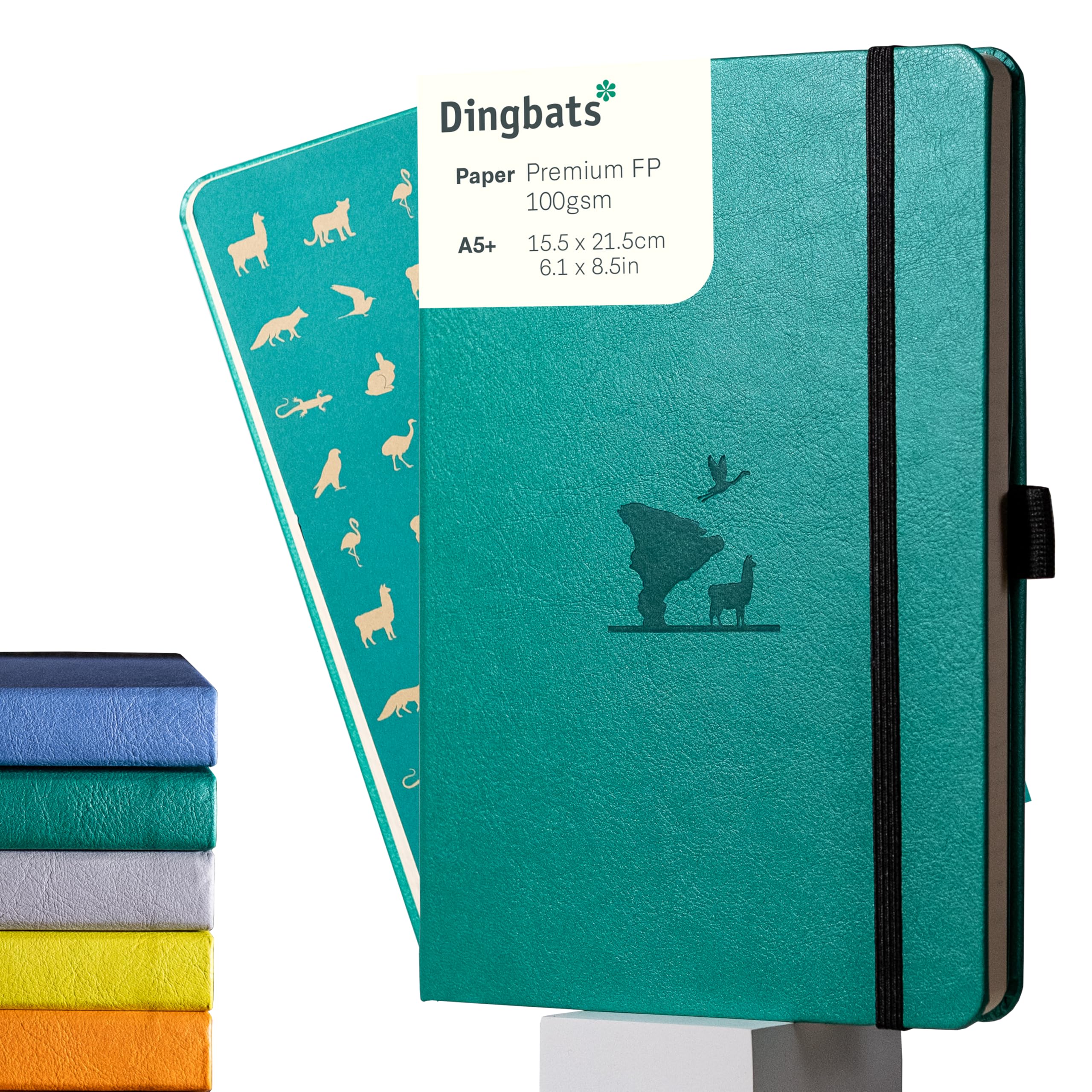 Dingbats* Earth Dotted Journal Notebook A5 - Vegan Leather Hardcover - Ideal for Work, Travel, Writing - with Pocket, Elastic Closure & Bookmark