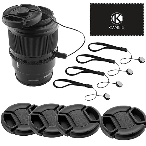 CamKix 4 Stück Snap-on Objektivdeckel oder Zentrum Pinch Objektivdeckel für Nikon, Canon, Sony und andere DSLR-Kameras – Inkl